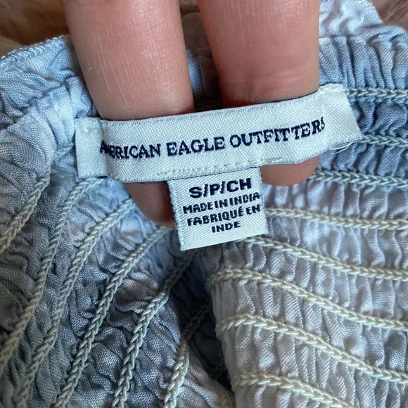 AMERICAN EAGLE TIE-DYE BISHOP SLEEVED PEPLUM TOP - Picture 6 of 7